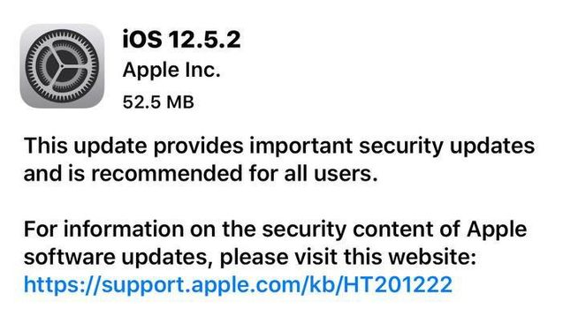 石嘴山苹果手机维修分享iOS12.5.2发布，建议所有老苹果用户安装 